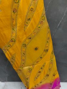 Vibrant Pink &amp; Yellow Saree with blouse