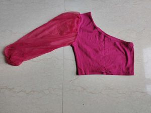 Hot Pink One Shoulder Crop top