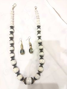 Boho Beaded Necklace and Earring Set