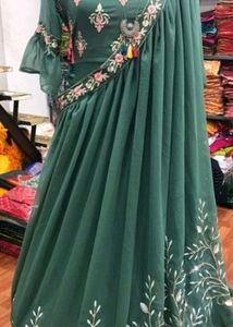 Green Embroidered Anarkali Dress