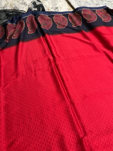 Elegant Red  blue Saree with border