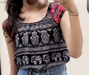 Boho Elephant Print Top