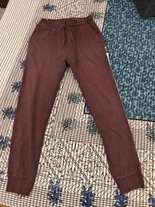 Maroon Joggers with Side Stripe
