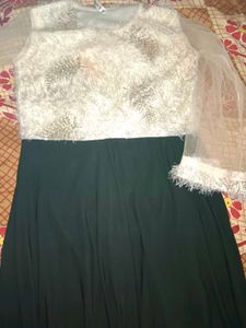Elegant White Fringed Gown