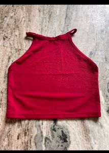 Chic Red Sleeveless Halter Neck Crop Top