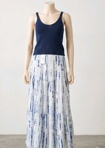Chic Navy Tank Top & Tie-Dye Skirt Set
