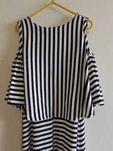 Striped Cold Shoulder Maxi Dress