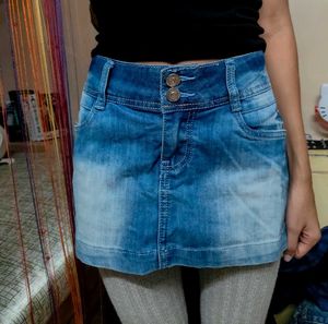 Blue Denim Mini Skirt