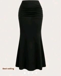 Savana Black Gathered Mermaid Skirt | Size S