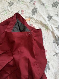 Maroon Pleated Mini Skirt