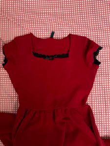 goth red dress with black lace