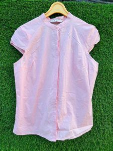 Pink Button-Up Cap Sleeve Top