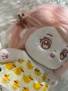 Cute Plush Doll with Duck Print Skirt