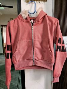 Pink Fur Trim Hoodie