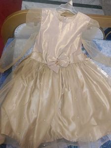 shimmery  golden frock with pearls