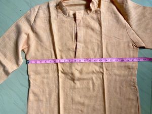 Men's Peach Striped Kurta Set