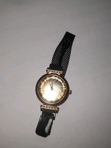 Elegant Black & Gold Women's Watch