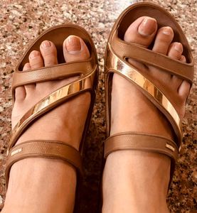 Stylish Brown &amp; Gold Strappy Sandals
