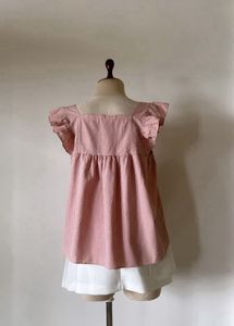 Chic Gingham Flutter Sleeve Top