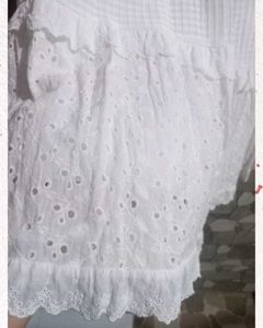 Tiered White Broderie Skirt