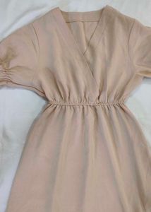 Elegant Beige Wrap Dress