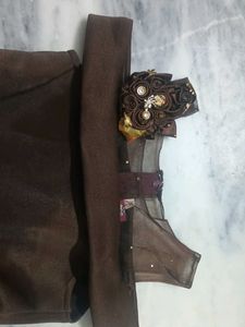 Girl's Brown Floral Party Dress