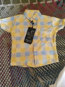 Cute Boys Yellow Plaid Shirt &amp; White Shorts Set