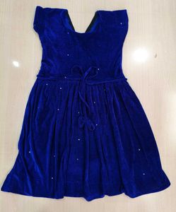 Elegant Blue Velvet Embellished Dress
