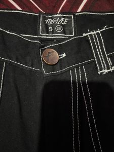 Men's Black Cargo Pants with White Stitching