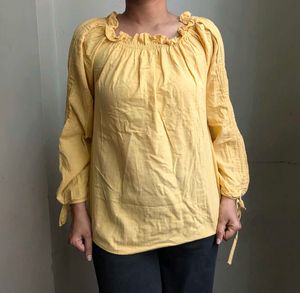 Yellow Off-Shoulder Long Sleeve Top