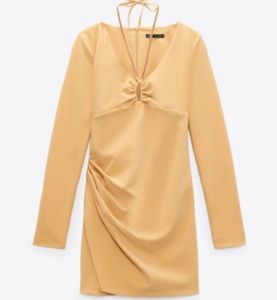 Zara Butter Yellow  Mini Dress with Embellishment
