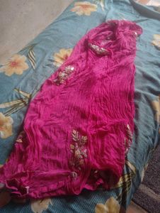 Vibrant Pink Embroidered Dupatta