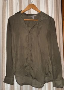 Elegant Olive Green Button-Up Shirt