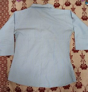 Bebo Blue Poly Cotton Button-Up Shirt