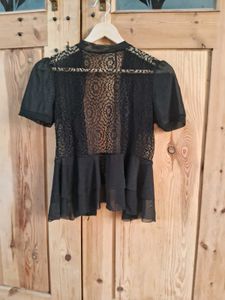 Elegant Black Lace Sheer Blouse