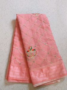 Elegant Pink Embroidered Saree