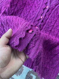 brinjal color Knit Cardigan sweater