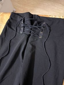 🖤 Black Lace-Up Tie-Waist Trousers