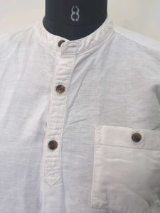 Casual White Shirt - Mandarin Collar