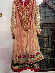 Elegant Pink & Gold Anarkali Suit