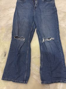Women's Ripped Blue Flare Jeans