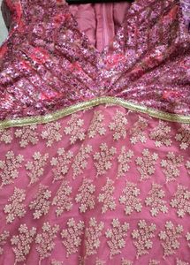 Pink Sequined Ethnic Gown