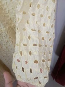 Pure cotton cutwork Eyelet Midi Dress