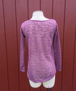 XS small V neck sheer glittery purple tunic
