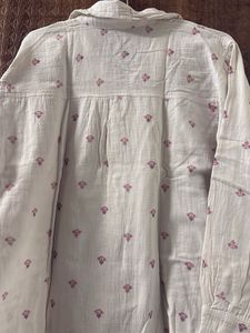 Cream Colored Printed Casual Shirt