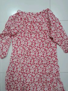 Red Floral Print Button-Down Dress