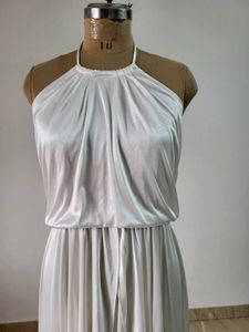 Elegant White Halter Neck Dress Length  46 Inches