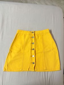 Yellow Button-Front Skirt