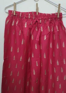 Red Palazzo pant leaf paisley floral Gold print