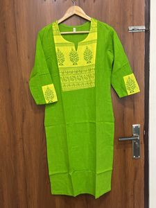 Green Yellow Kurta For Women